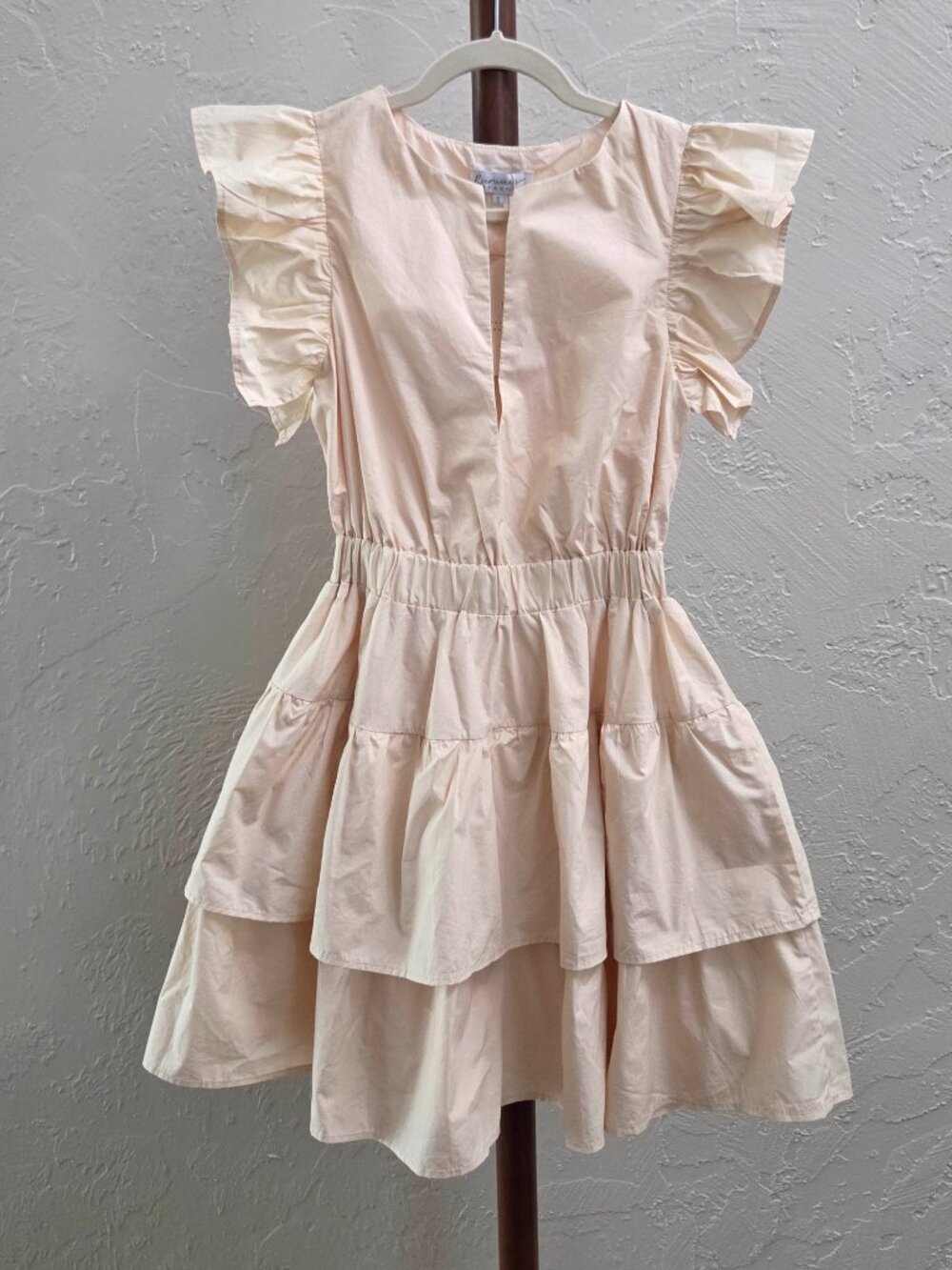 D58. Cream Ruffle Tiered Dress - Picture 1 of 3